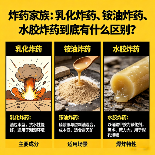 邯山炸药家族：乳化炸药、铵油炸药、水胶炸药到底有什么区别？